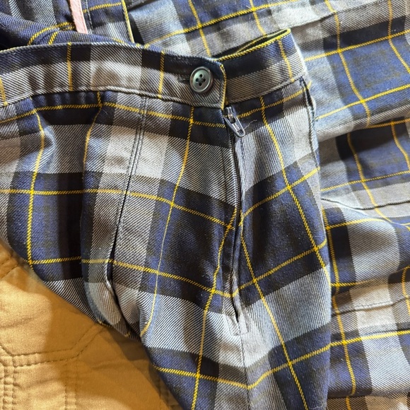 Lands' End Sz 4 Navy Yellow Plaid Pleated Skater Skirt Side Zipper - Picture 8 of 10